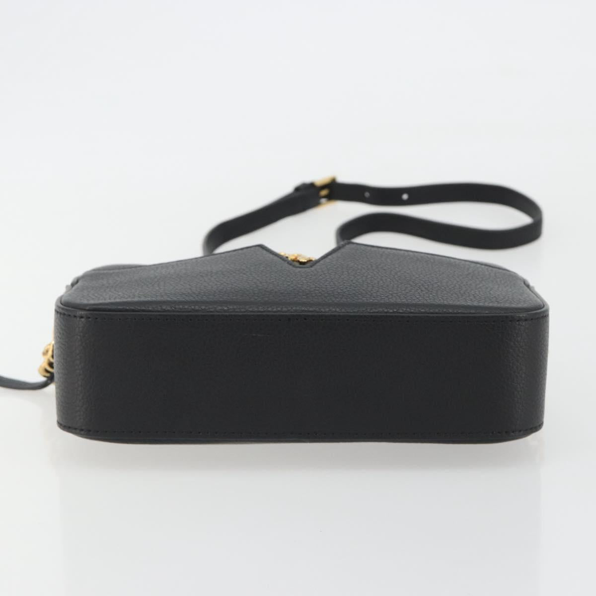 VERSACE Shoulder Bag Leather Black Gold Auth BA13799V