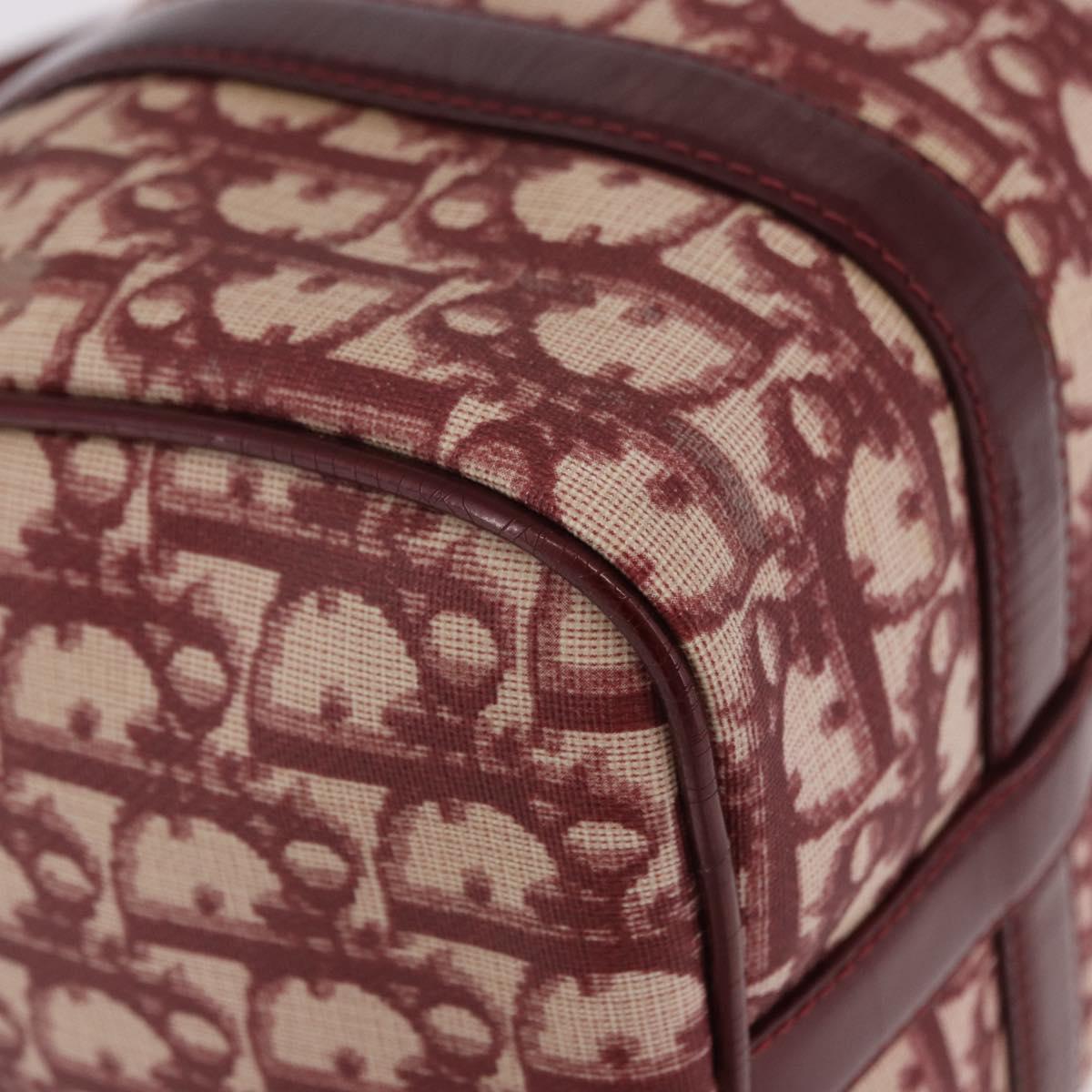 Christian Dior Trotter Canvas Hand Bag PVC Red Gold Auth BA13804A