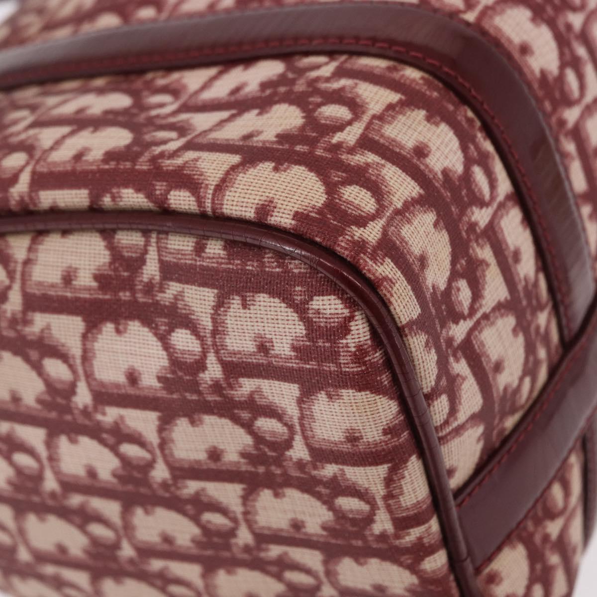 Christian Dior Trotter Canvas Hand Bag PVC Red Gold Auth BA13804A