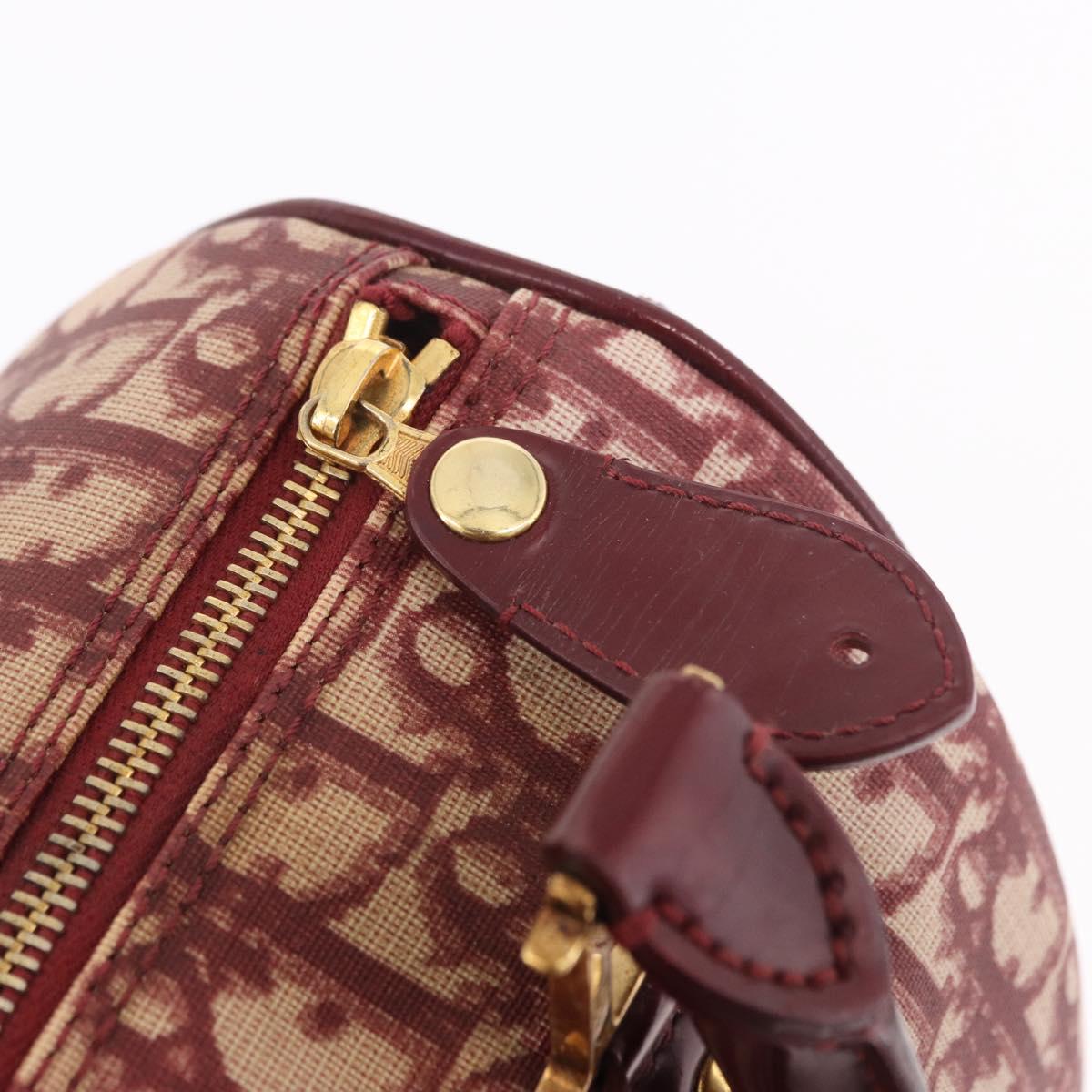 Christian Dior Trotter Canvas Hand Bag PVC Red Gold Auth BA13804A