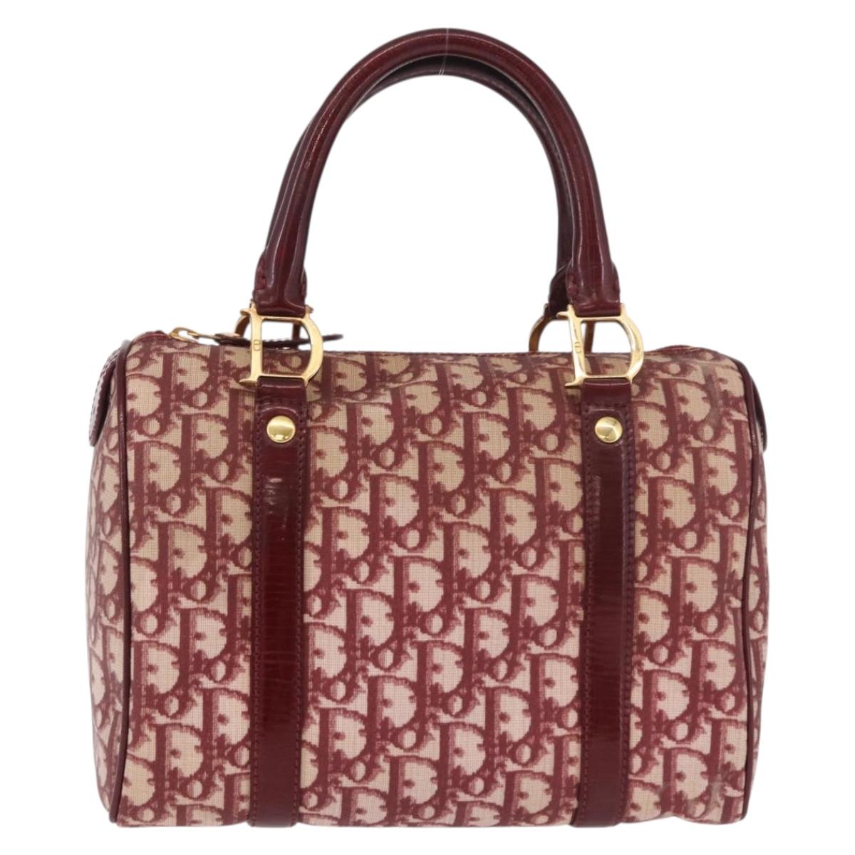 Christian Dior Trotter Canvas Hand Bag PVC Red Gold Auth BA13804A