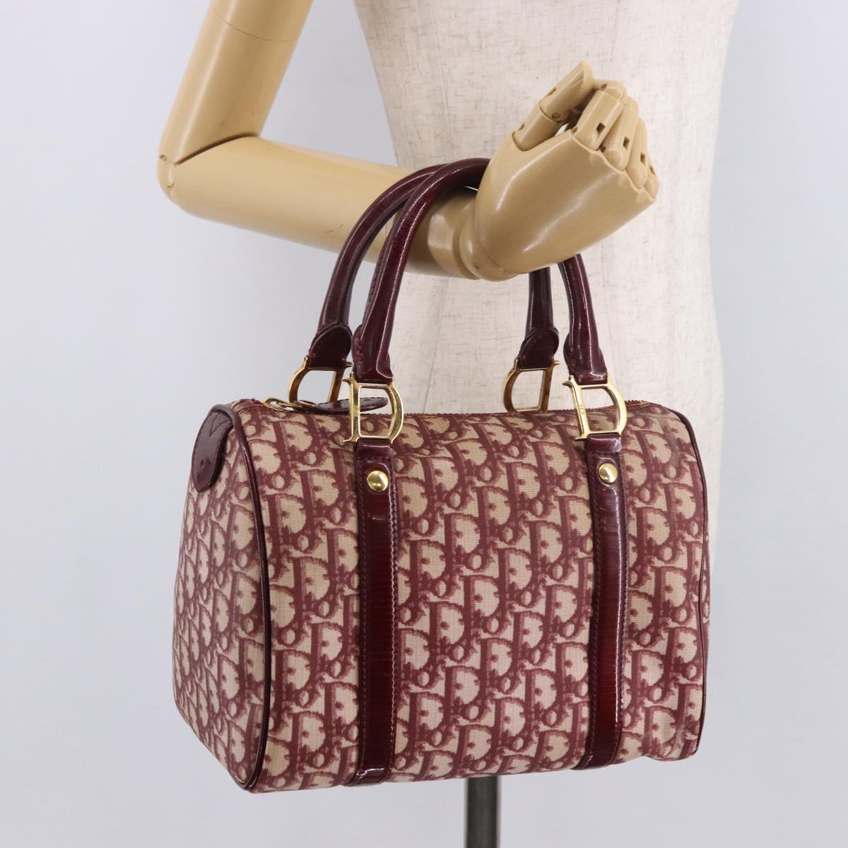 Christian Dior Trotter Canvas Hand Bag PVC Red Gold Auth BA13804A