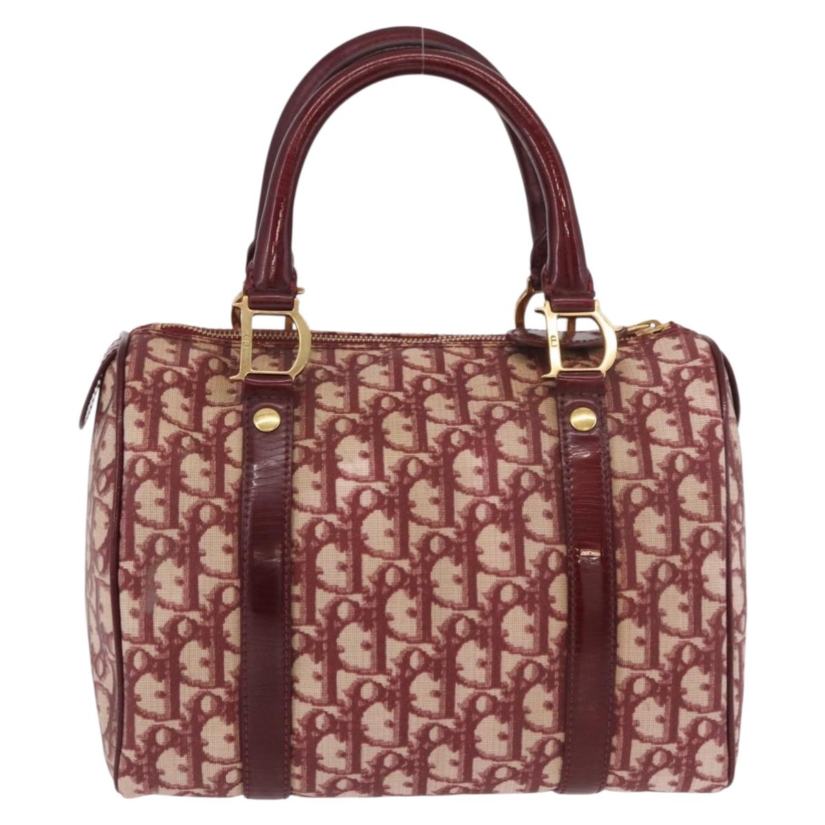 Christian Dior Trotter Canvas Hand Bag PVC Red Gold Auth BA13804A