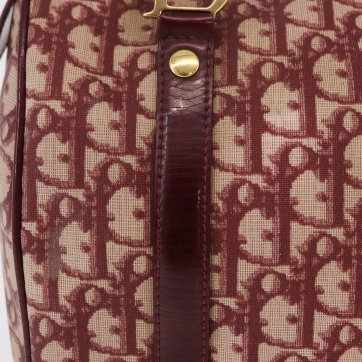 Christian Dior Trotter Canvas Hand Bag PVC Red Gold Auth BA13804A