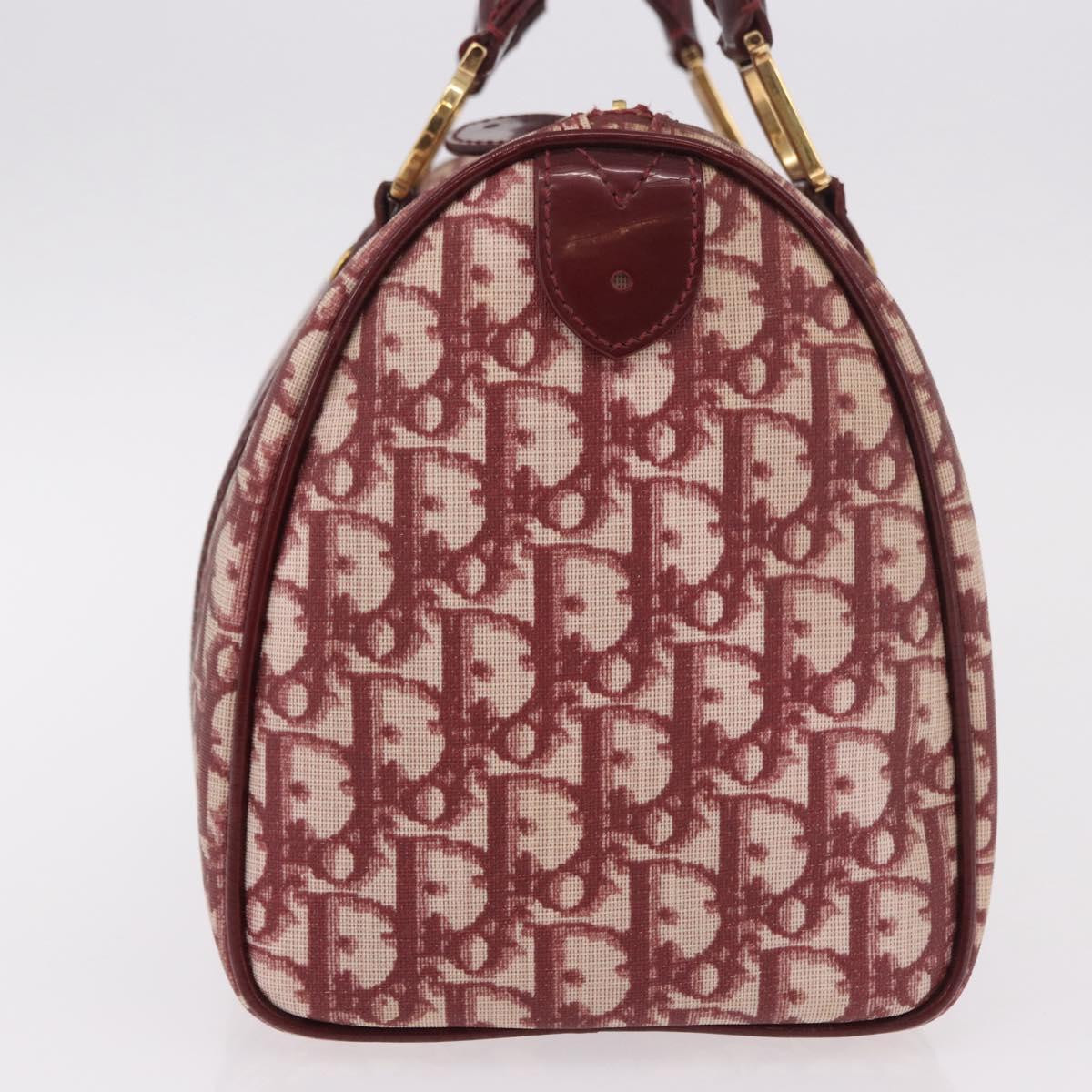 Christian Dior Trotter Canvas Hand Bag PVC Red Gold Auth BA13804A