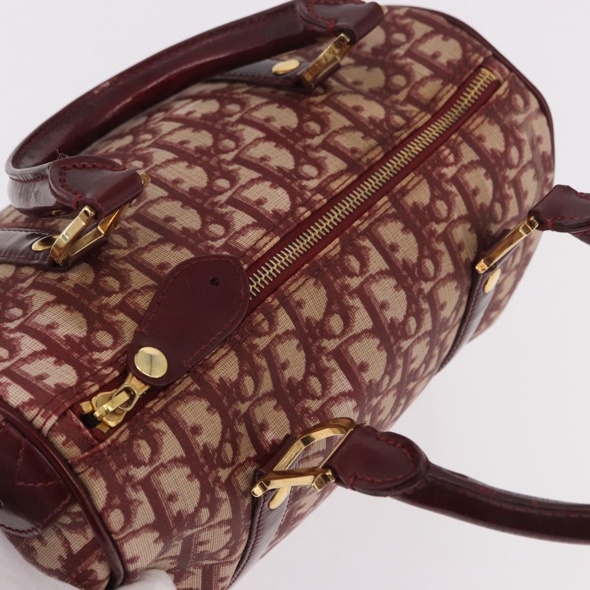 Christian Dior Trotter Canvas Hand Bag PVC Red Gold Auth BA13804A