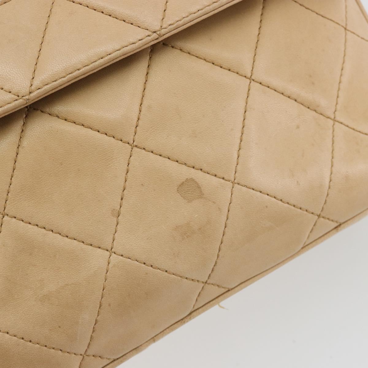 CHANEL Matelasse Shoulder Bag Lamb Skin Beige Gold CC Auth BA13808A