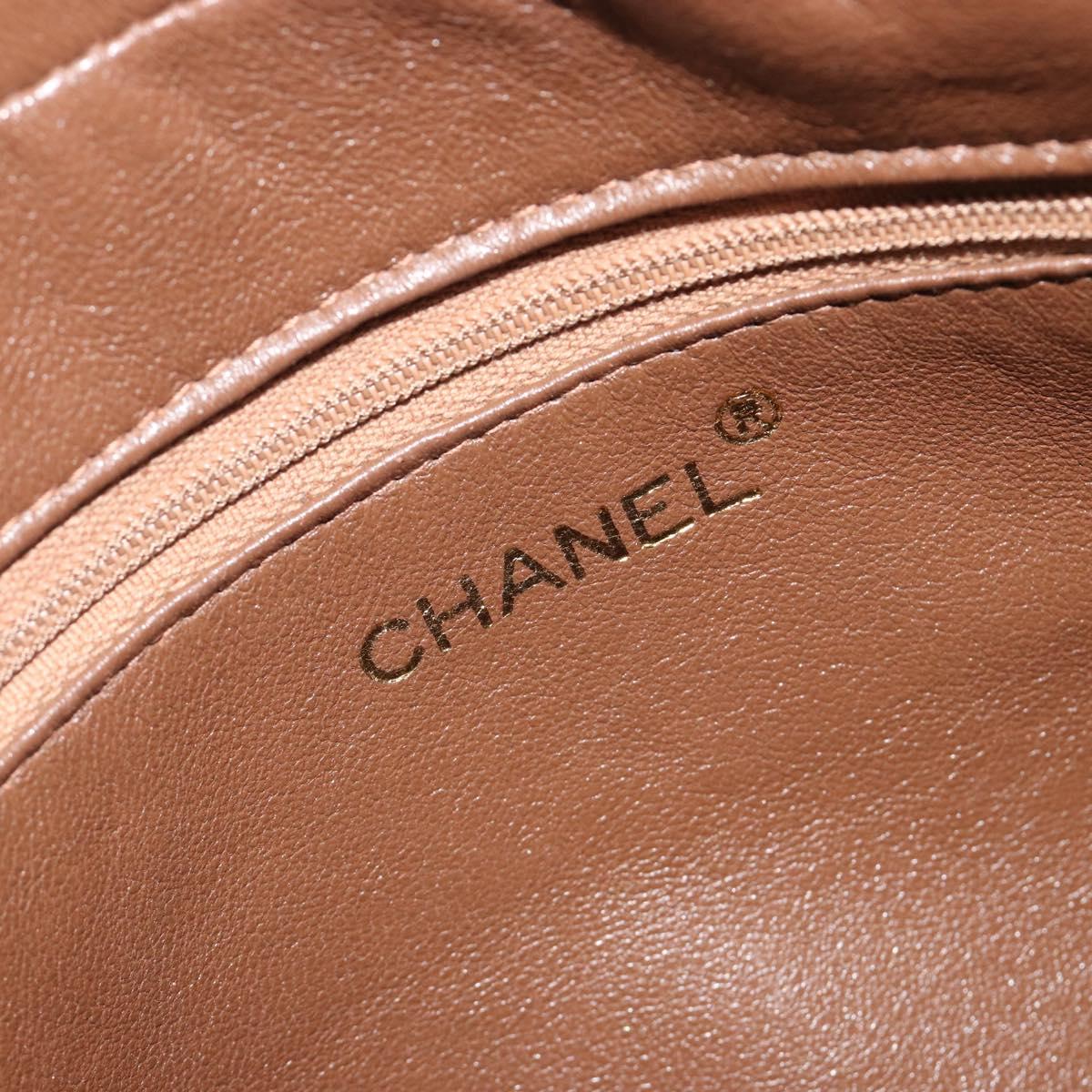 CHANEL Matelasse Shoulder Bag Lamb Skin Beige Gold CC Auth BA13808A
