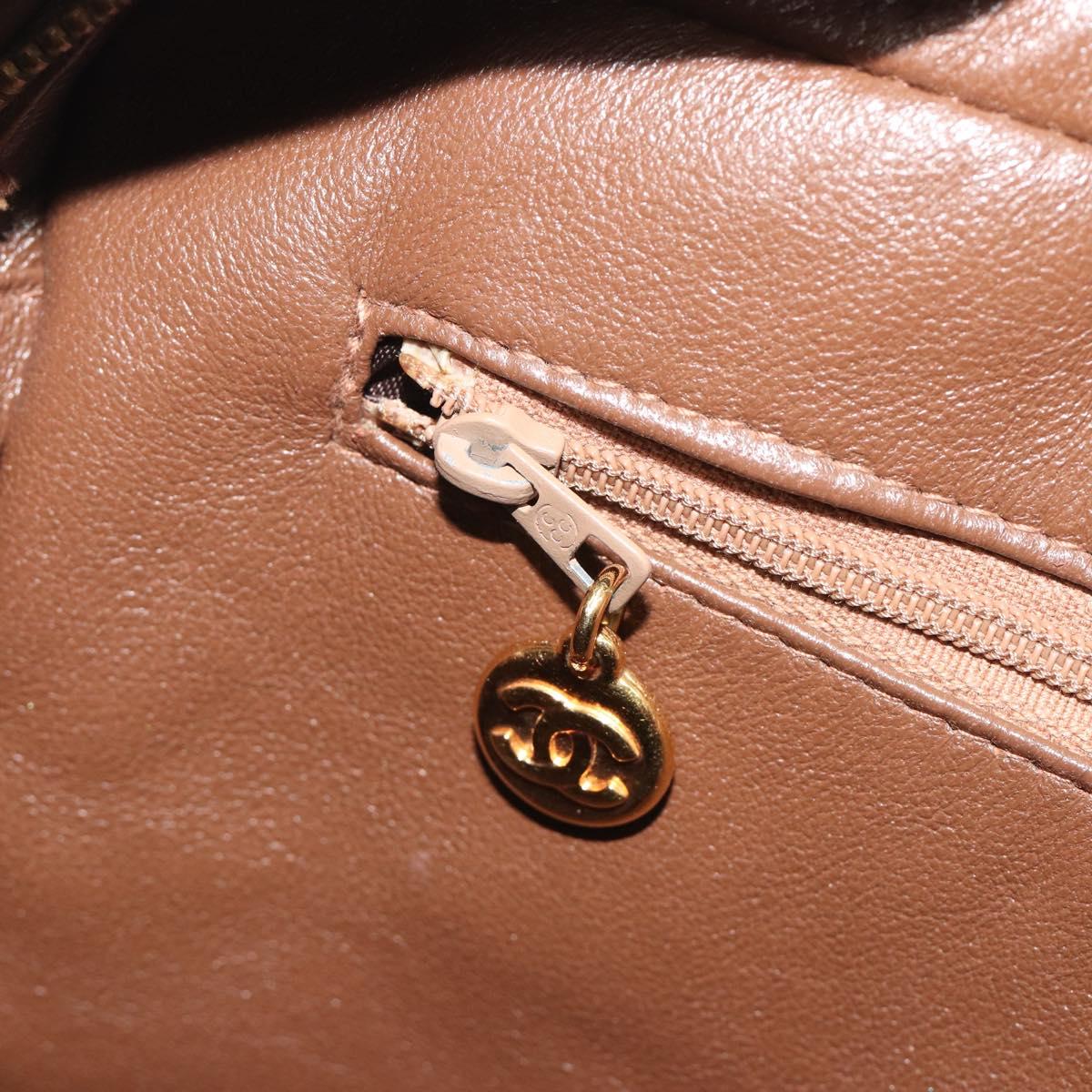 CHANEL Matelasse Shoulder Bag Lamb Skin Beige Gold CC Auth BA13808A