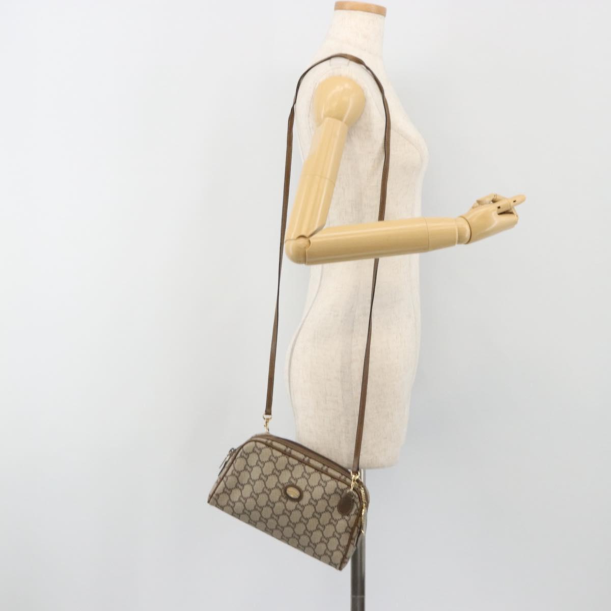 GUCCI GG Plus Supreme Shoulder Bag PVC Beige Gold Auth BA13812