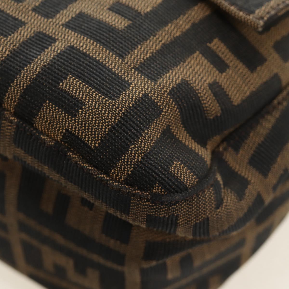 FENDI Zucca Canvas Mamma Baguette Shoulder Bag Brown Black Auth BA13813V