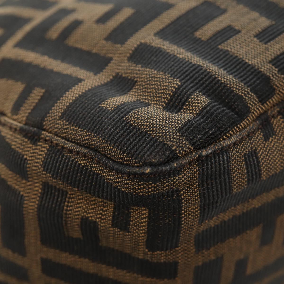 FENDI Zucca Canvas Mamma Baguette Shoulder Bag Brown Black Auth BA13813V
