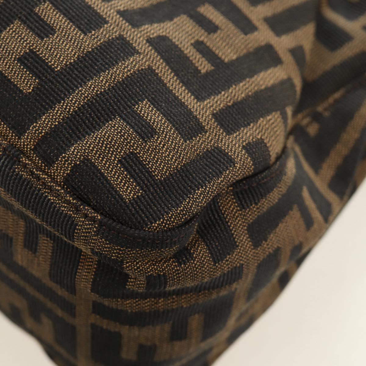 FENDI Zucca Canvas Mamma Baguette Shoulder Bag Brown Black Auth BA13813V