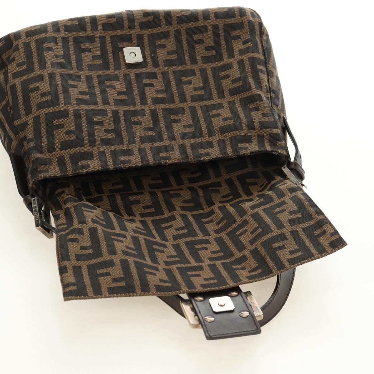 FENDI Zucca Canvas Mamma Baguette Shoulder Bag Brown Black Auth BA13813V