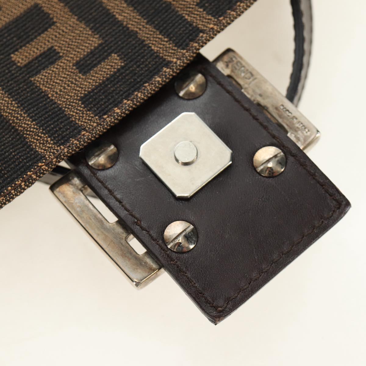 FENDI Zucca Canvas Mamma Baguette Shoulder Bag Brown Black Auth BA13813V