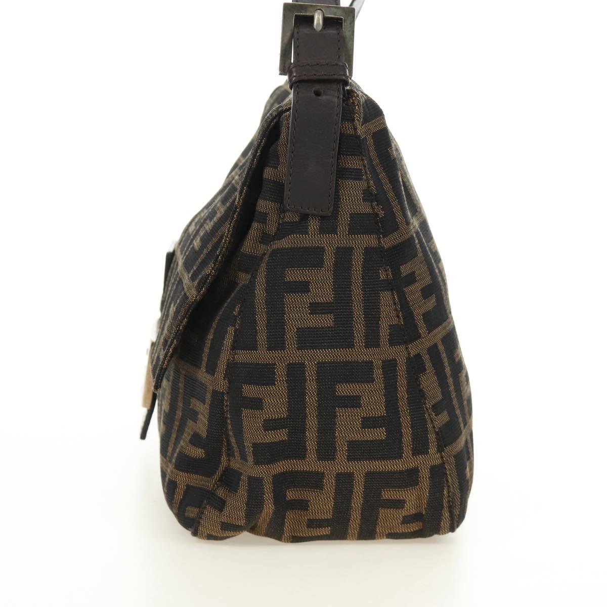 FENDI Zucca Canvas Mamma Baguette Shoulder Bag Brown Black Auth BA13813V