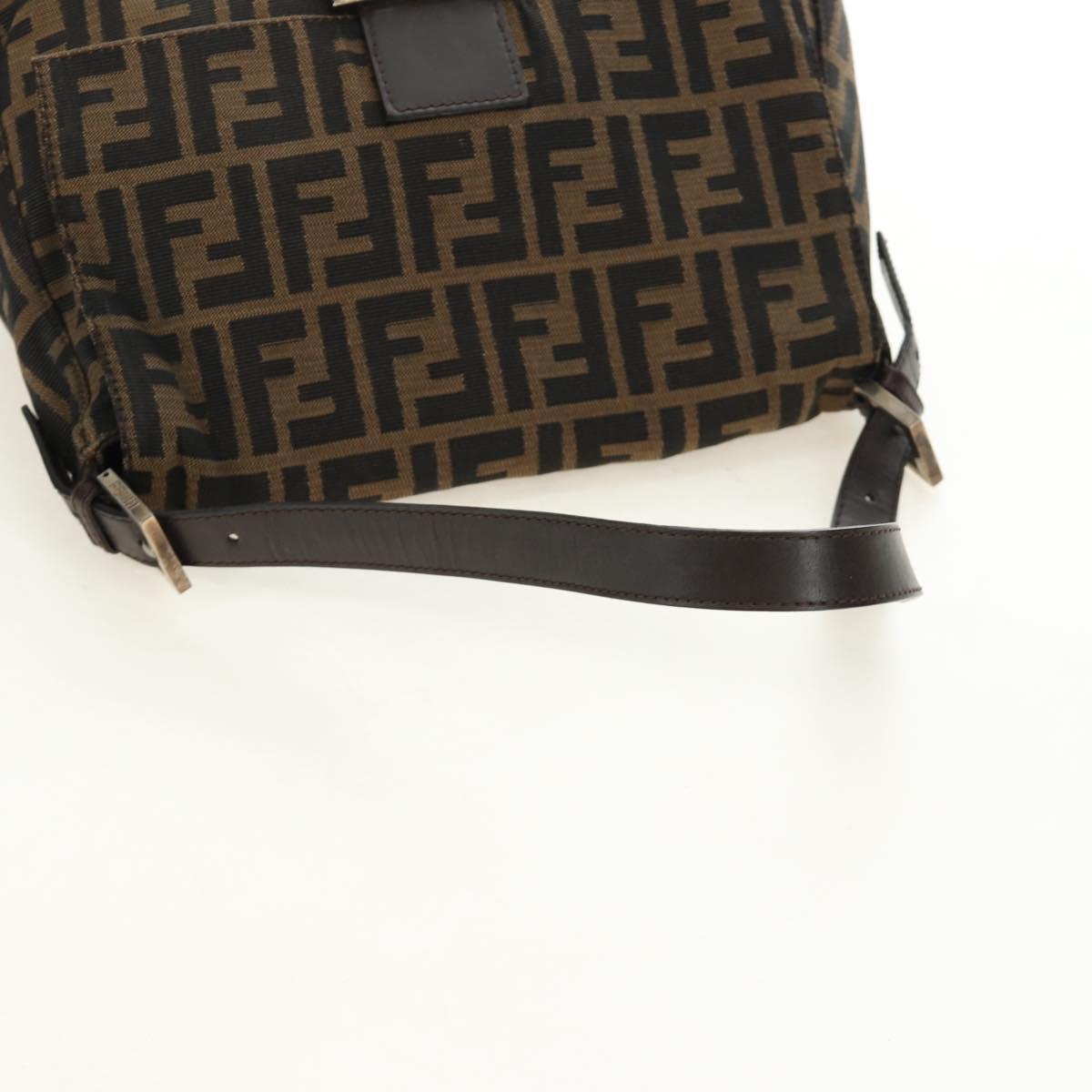 FENDI Zucca Canvas Mamma Baguette Shoulder Bag Brown Black Auth BA13813V