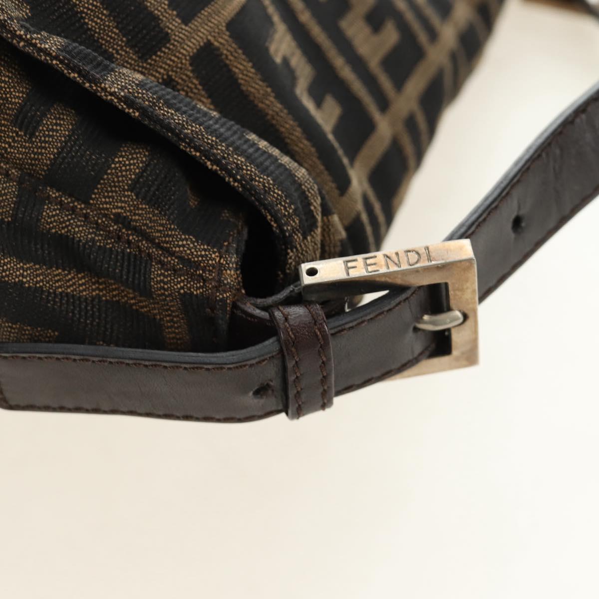 FENDI Zucca Canvas Mamma Baguette Shoulder Bag Brown Black Auth BA13813V