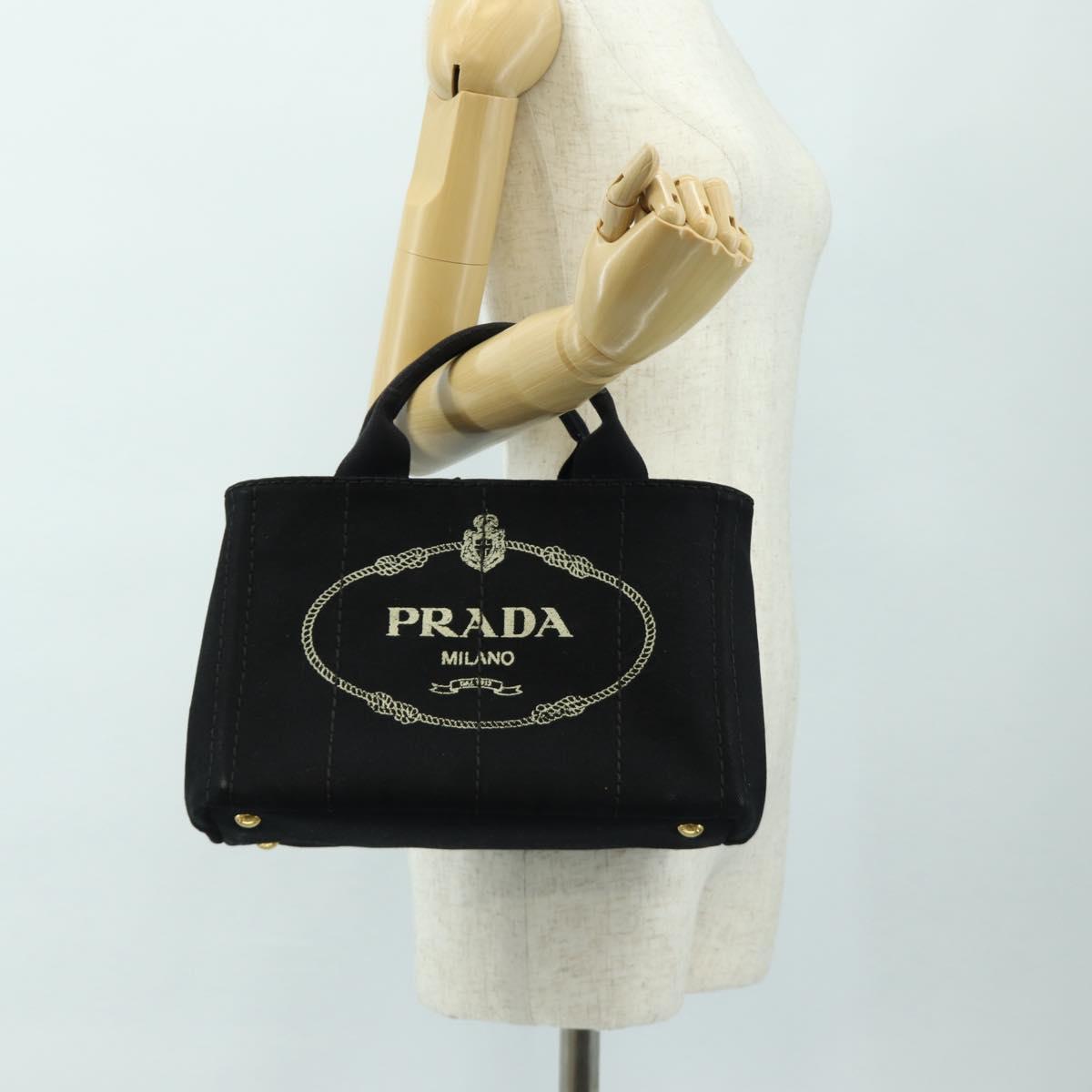 PRADA Kanapa PM Hand Bag Canvas Black Auth BA13816V
