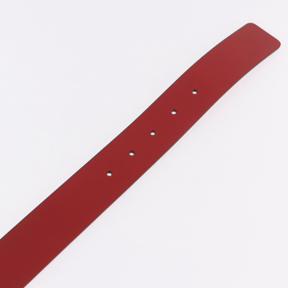 GUCCI Interlocking G Belt Leather 43.7"" Red Silver 546389 Auth BA13818V