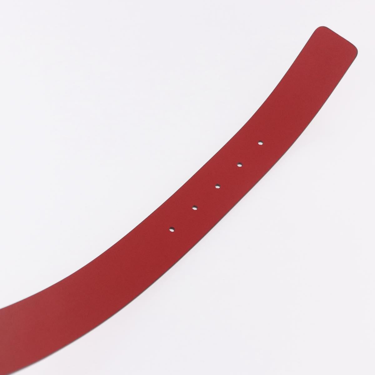 GUCCI Interlocking G Belt Leather 43.7"" Red Silver 546389 Auth BA13818V