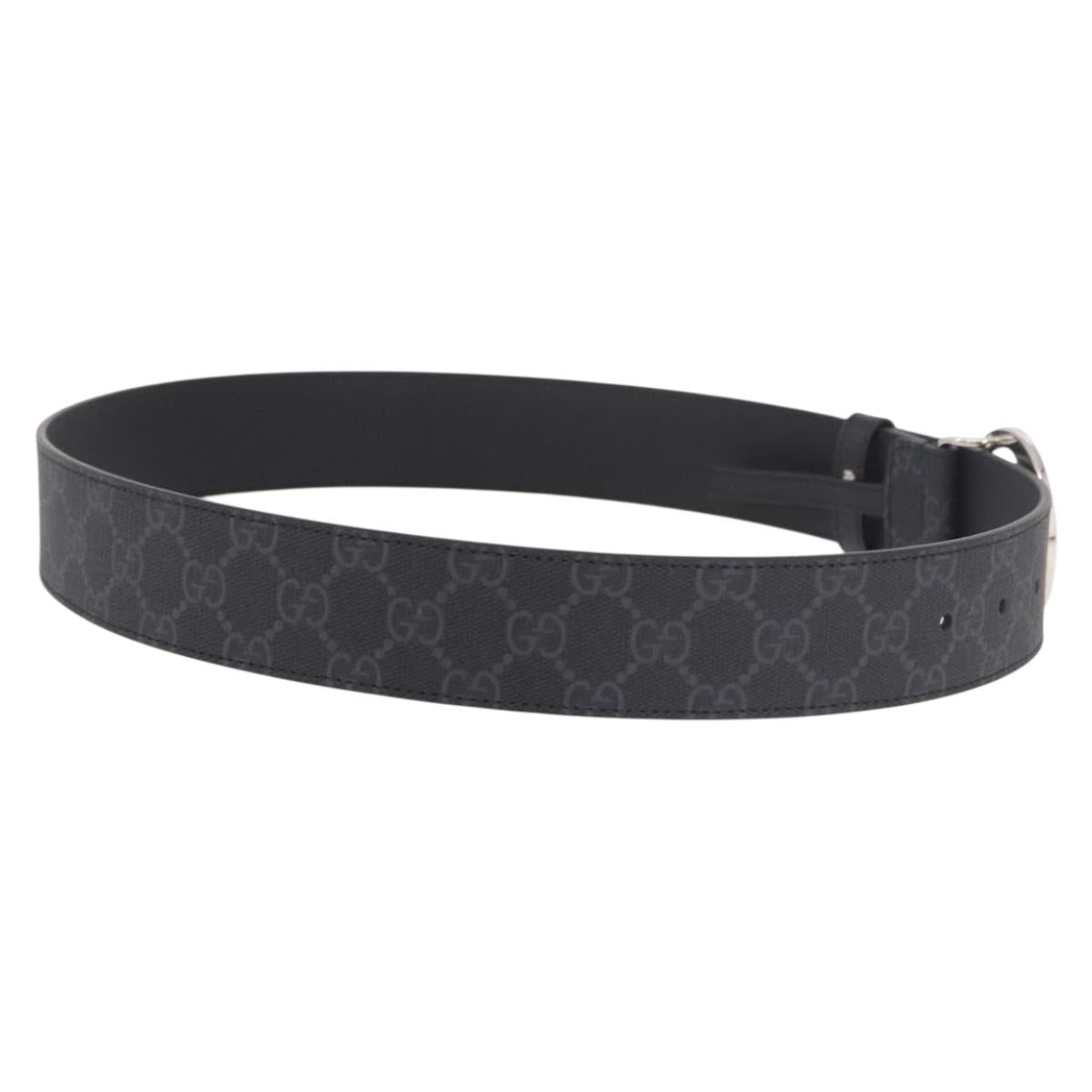 GUCCI GG Supreme Interlocking G Belt PVC 37.4"" Black 703147 Auth BA13819V