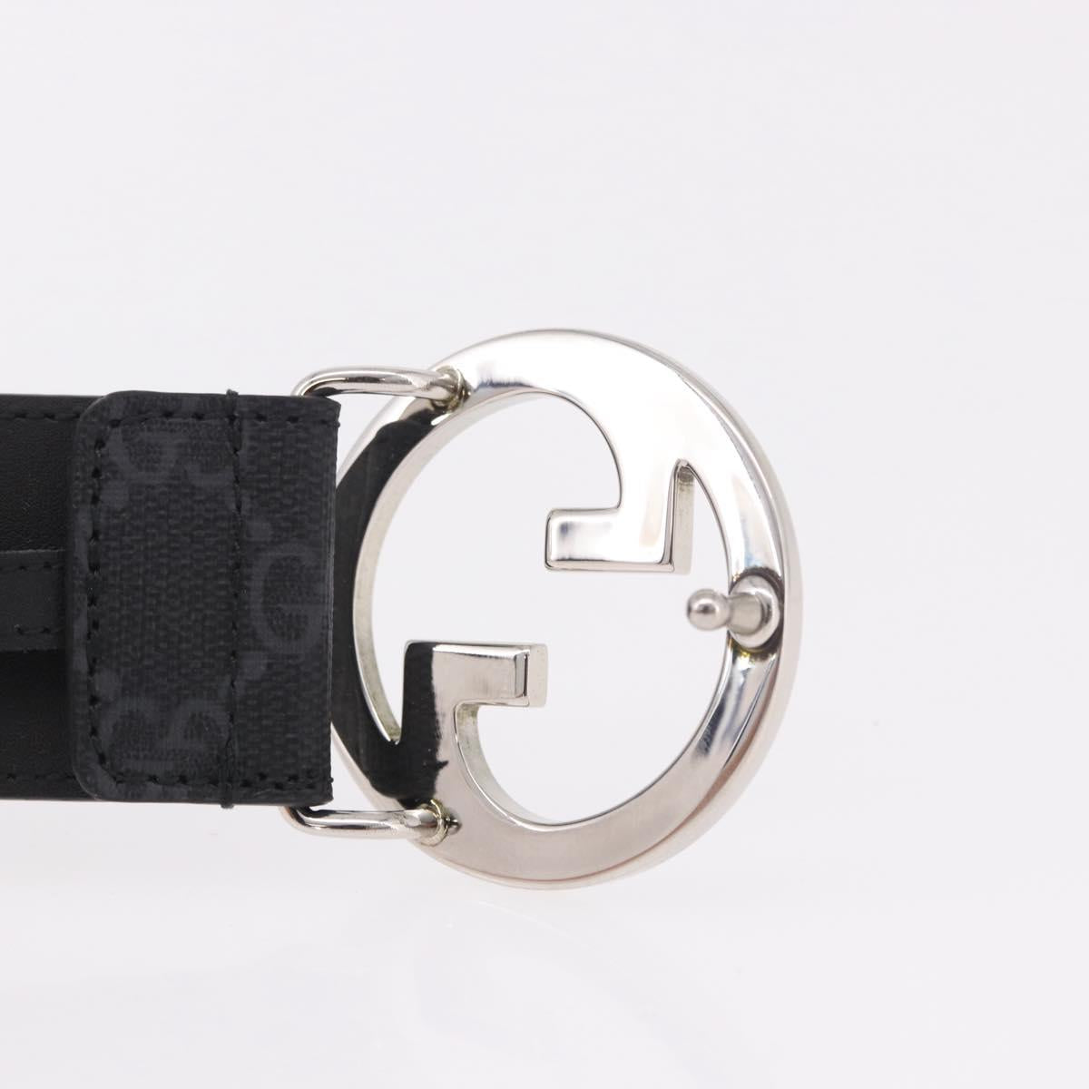 GUCCI GG Supreme Interlocking G Belt PVC 37.4"" Black 703147 Auth BA13819V
