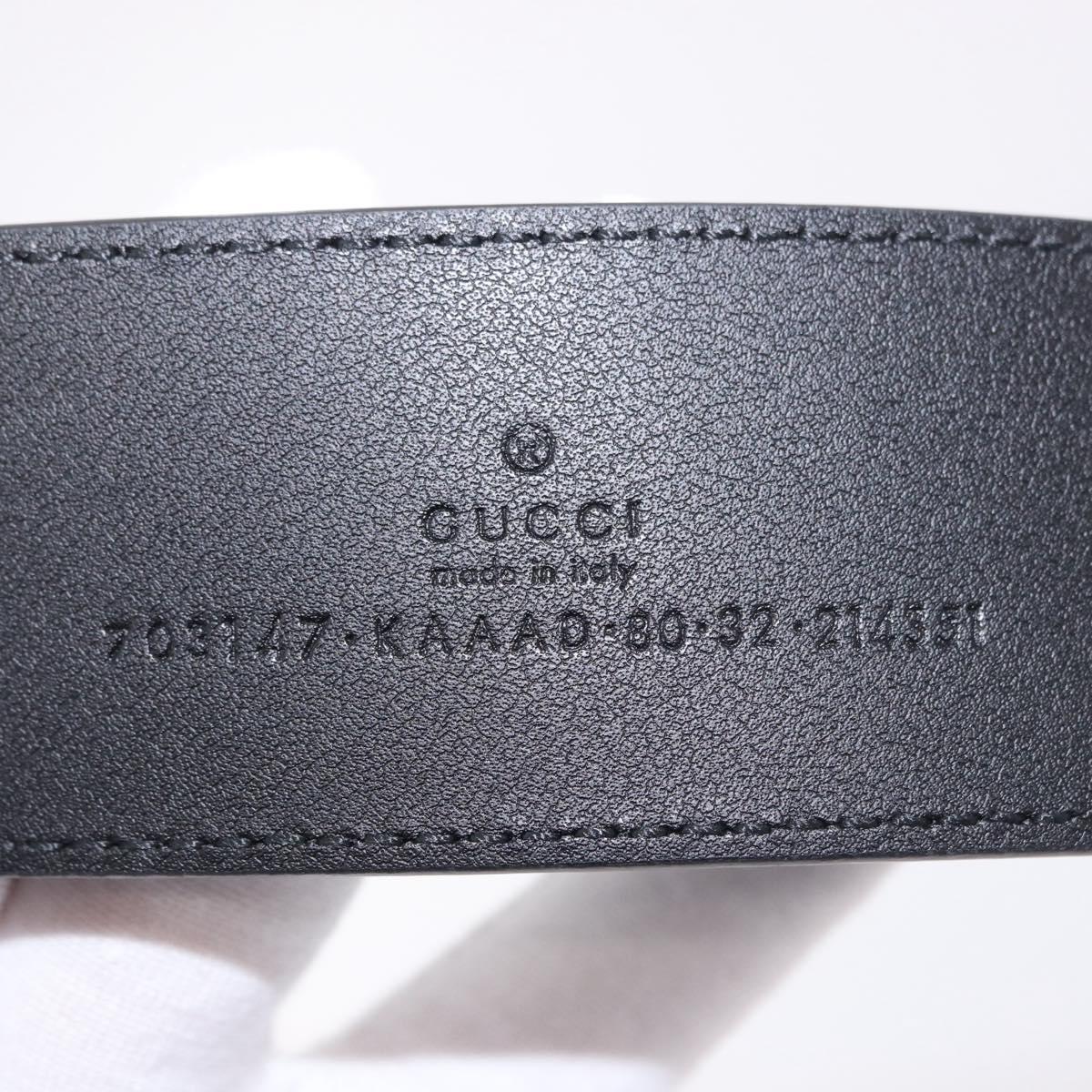GUCCI GG Supreme Interlocking G Belt PVC 37.4"" Black 703147 Auth BA13819V