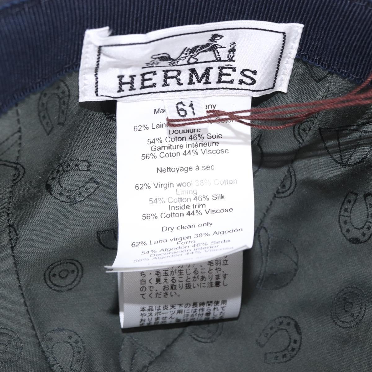 HERMES Casquette Cap Wool Ardoise Auth BA13821M