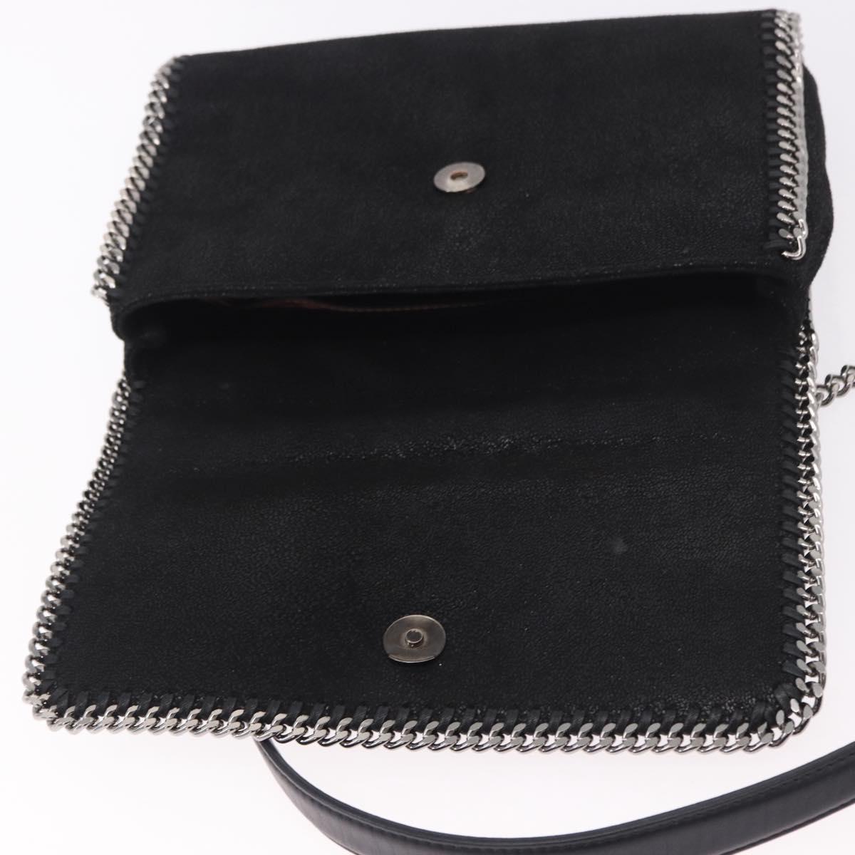 Stella MacCartney Falabella Chain Shoulder Bag Suede Black Silver Auth BA13822V