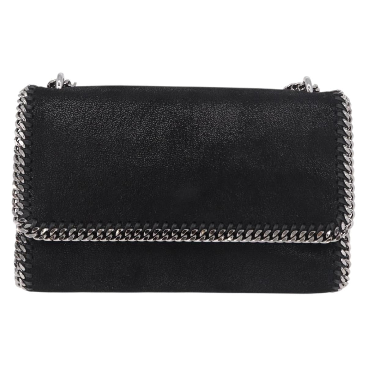 Stella MacCartney Falabella Chain Shoulder Bag Suede Black Silver Auth BA13822V