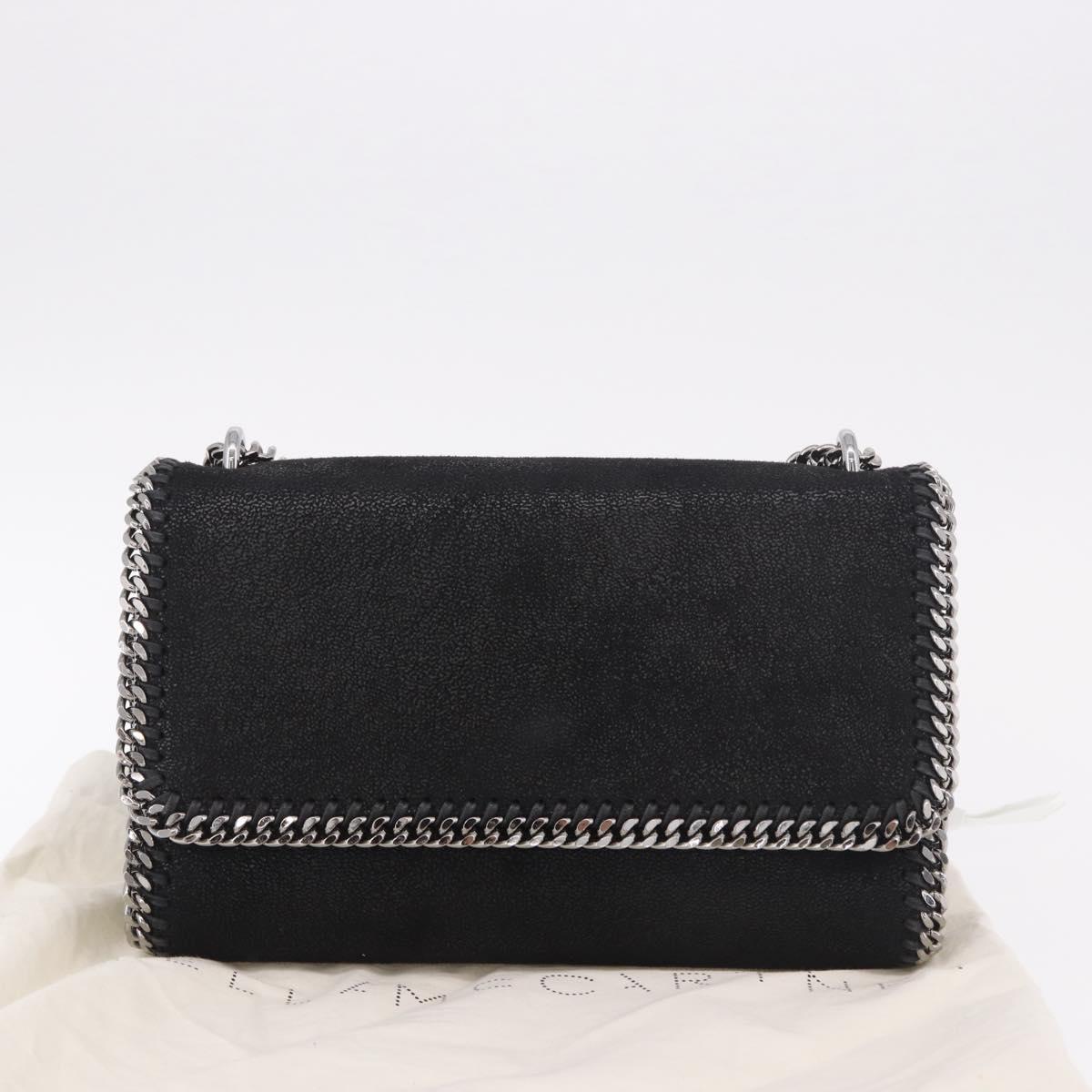 Stella MacCartney Falabella Chain Shoulder Bag Suede Black Silver Auth BA13822V