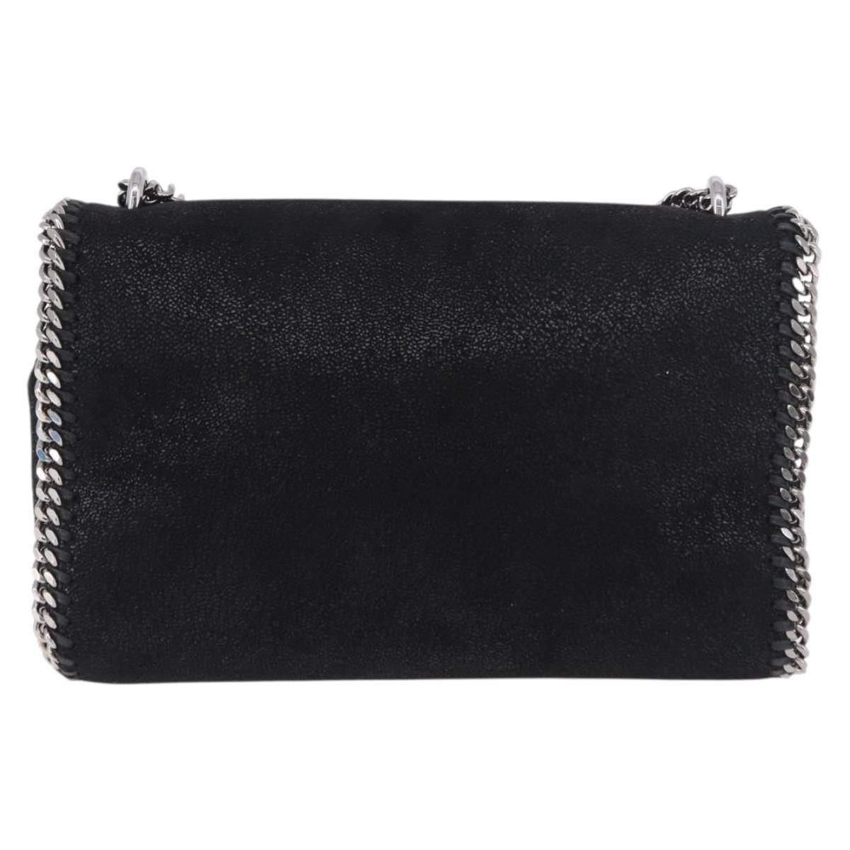 Stella MacCartney Falabella Chain Shoulder Bag Suede Black Silver Auth BA13822V