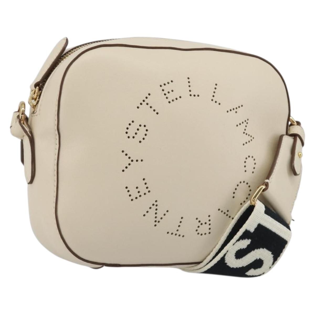 Stella MacCartney Shoulder Bag Leather Ivory Gold Auth BA13823
