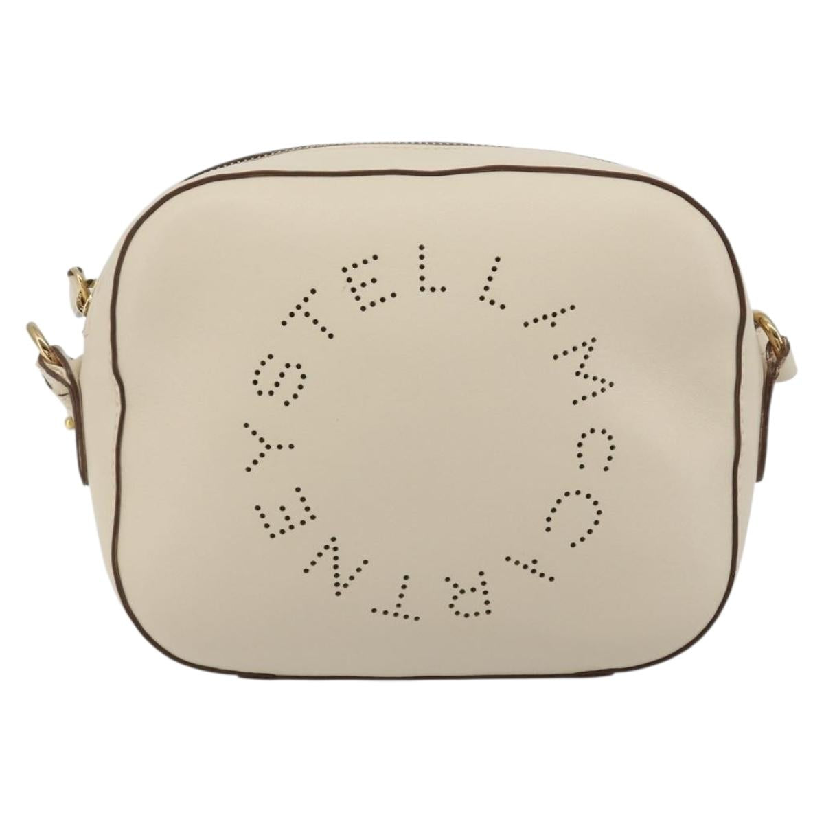 Stella MacCartney Shoulder Bag Leather Ivory Gold Auth BA13823
