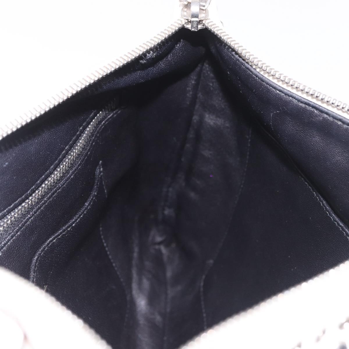 PRADA Clutch Bag Leather White Silver Auth BA13824V