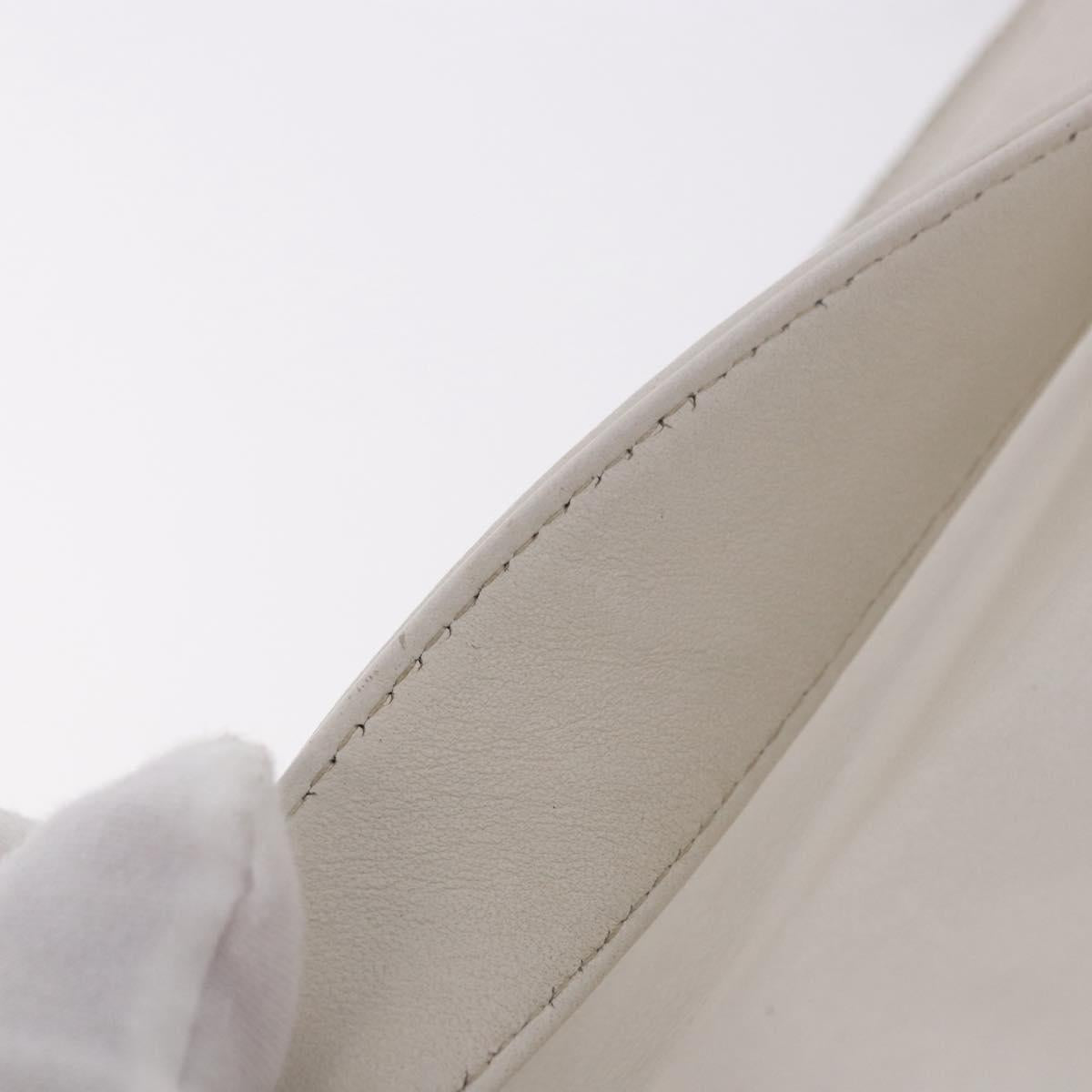 PRADA Clutch Bag Leather White Silver Auth BA13824V