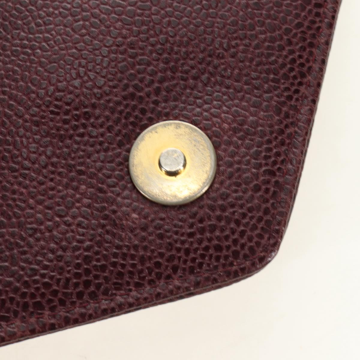 CHANEL Chain V Stitch Shoulder Bag Caviar Skin Bordeaux Gold CC Auth BA13825V