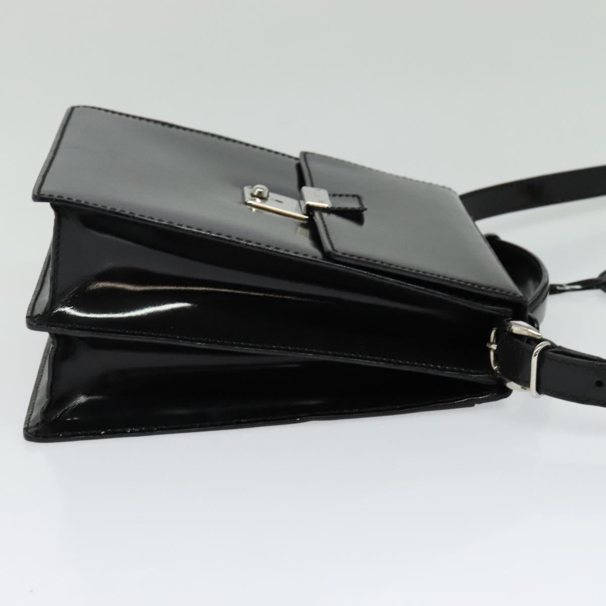 GUCCI Shoulder Bag Patent Leather Black Silver 018 123 1003 Auth BA1383