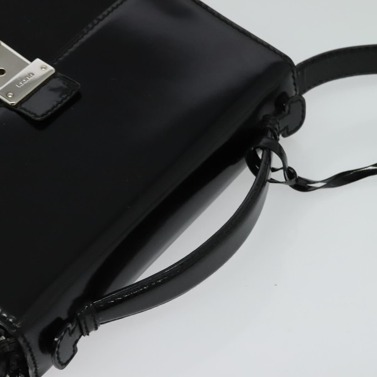 GUCCI Shoulder Bag Patent Leather Black Silver 018 123 1003 Auth BA1383