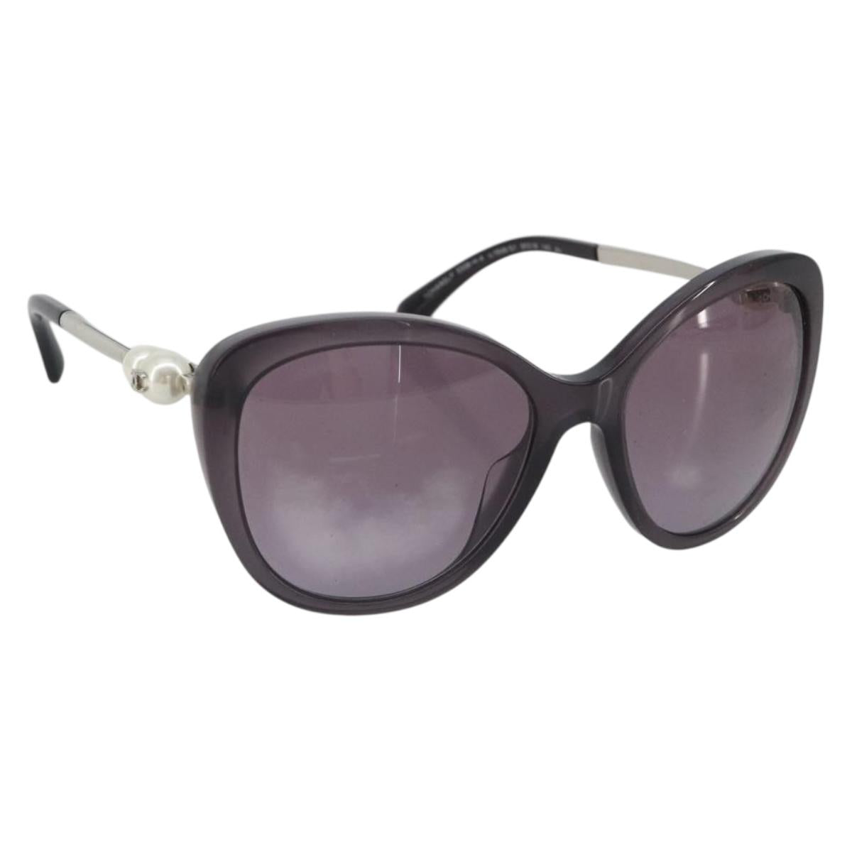 CHANEL Coco Pearl Sunglasses Plastic Purple CC Auth BA13830M