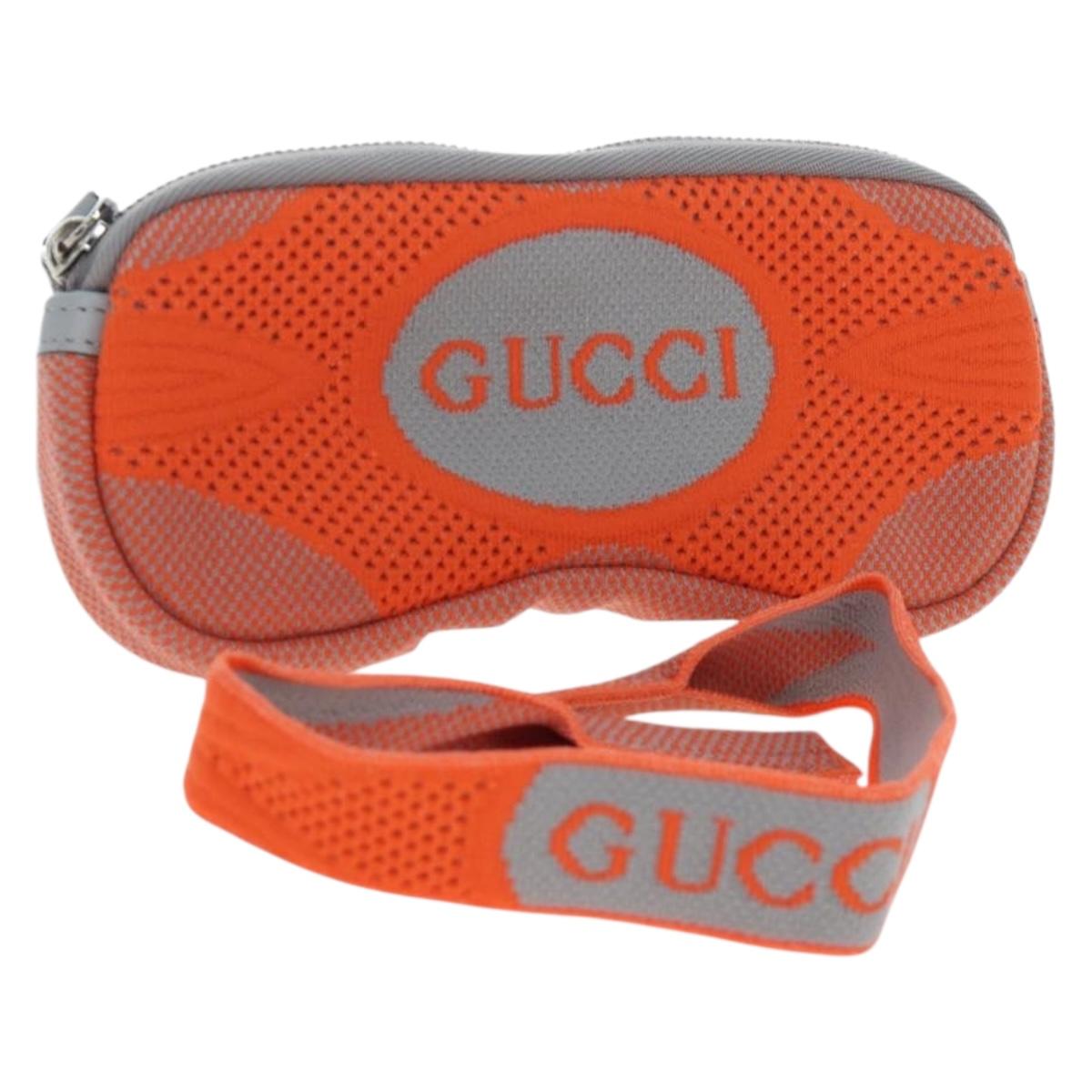 GUCCI Glasses Case Technical knit Orange Silver 824707 Auth BA13835M
