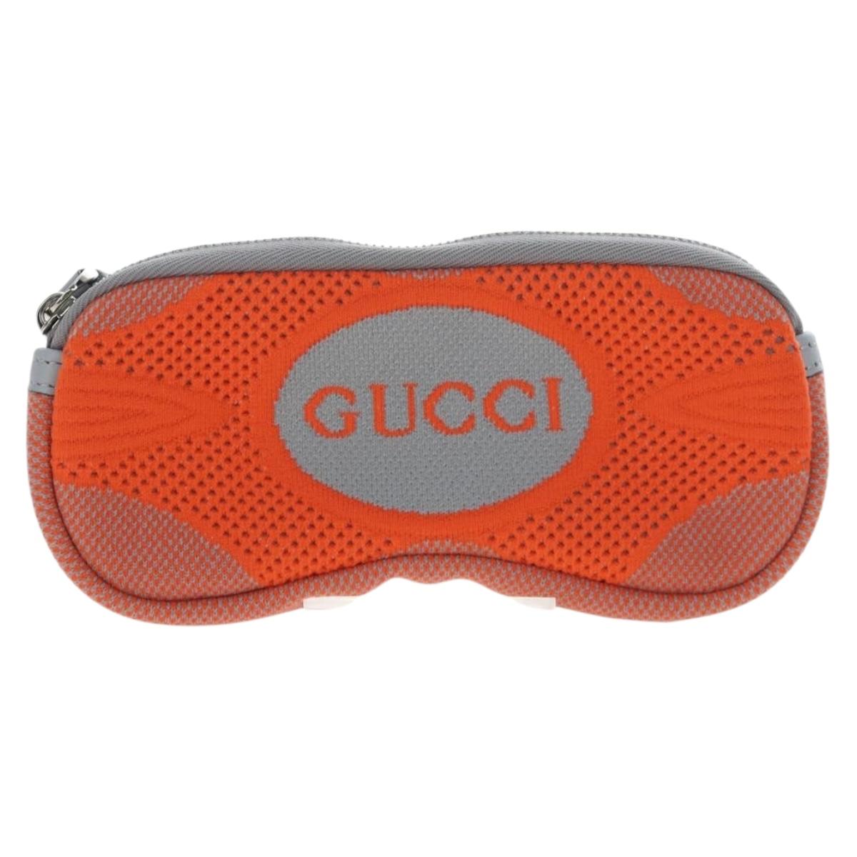 GUCCI Glasses Case Technical knit Orange Silver 824707 Auth BA13835M