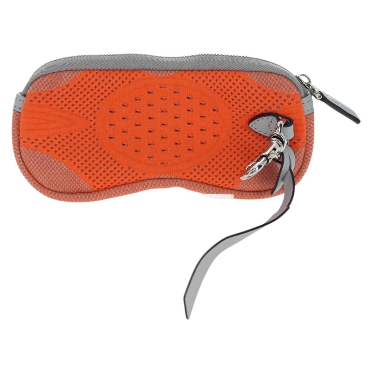 GUCCI Glasses Case Technical knit Orange Silver 824707 Auth BA13835M