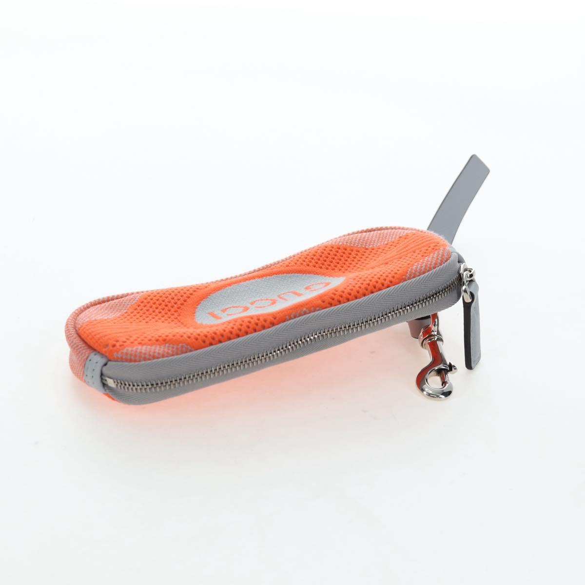 GUCCI Glasses Case Technical knit Orange Silver 824707 Auth BA13835M