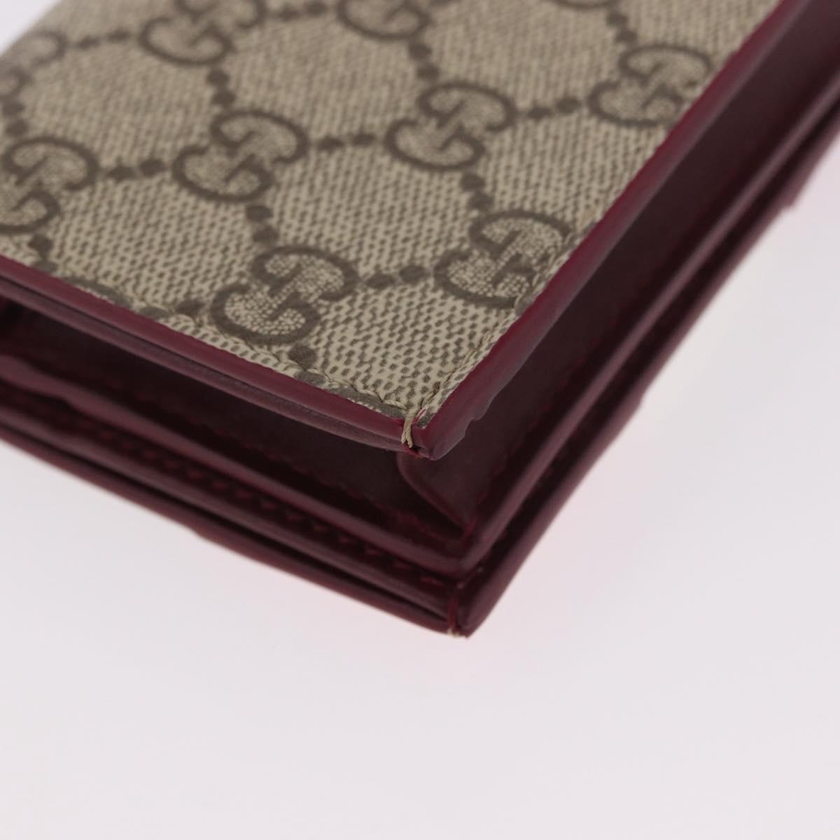 GUCCI GG Supreme Bifold Wallet PVC Beige Gold 818767 Auth BA13845M