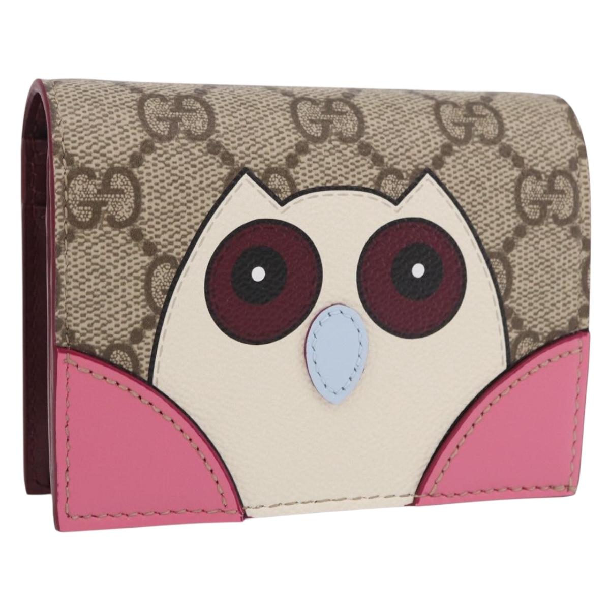 GUCCI GG Supreme Bifold Wallet PVC Beige Gold 818767 Auth BA13845M