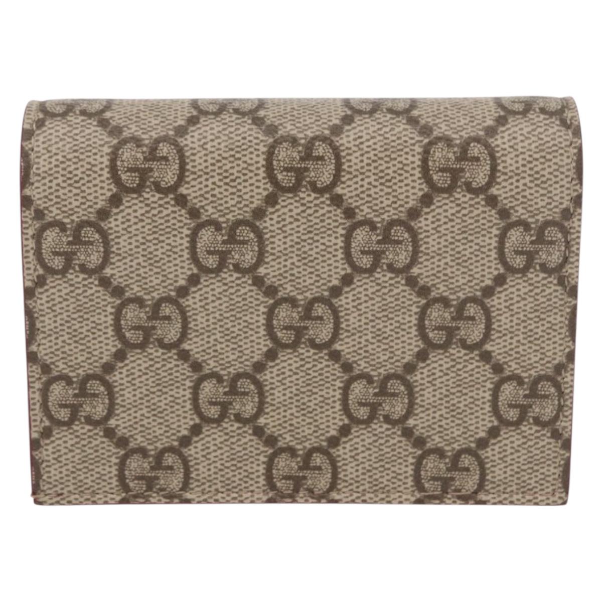 GUCCI GG Supreme Bifold Wallet PVC Beige Gold 818767 Auth BA13845M
