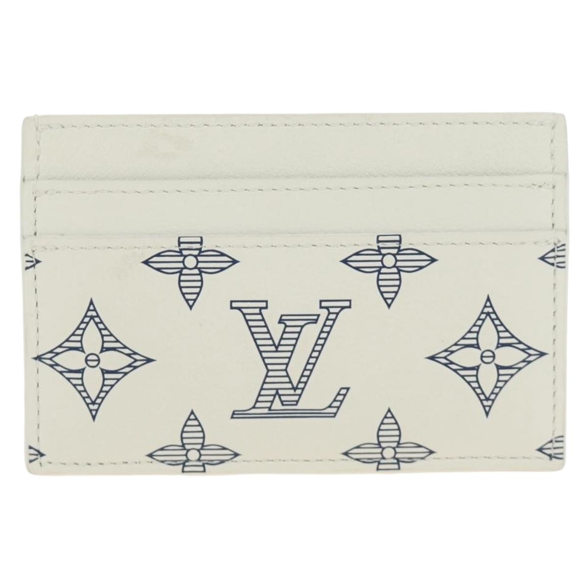 LOUIS VUITTON Monogram Shadow Porte Cartes Double White M83699 Auth BA13846SAM
