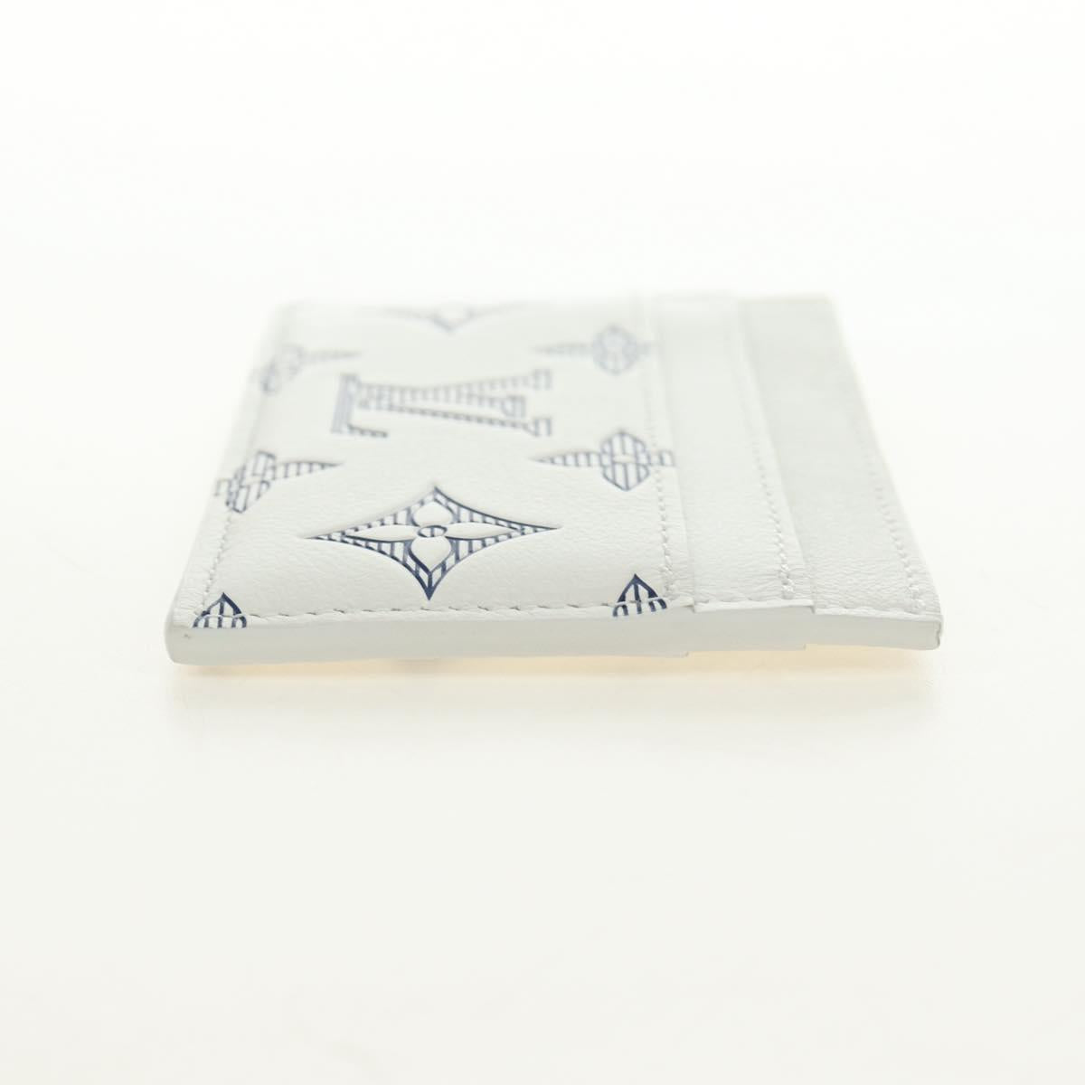 LOUIS VUITTON Monogram Shadow Porte Cartes Double White M83699 Auth BA13846SAM